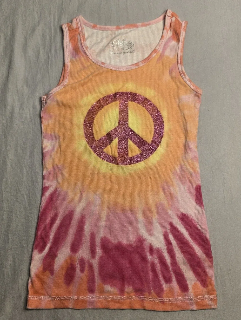 Tie Dye Peace Sign Ribbed Tank